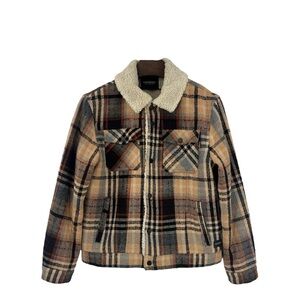 Scotch & Soda Sherpa-Lined Wool-Blended Plaid Trucker Barn Coat SZ L